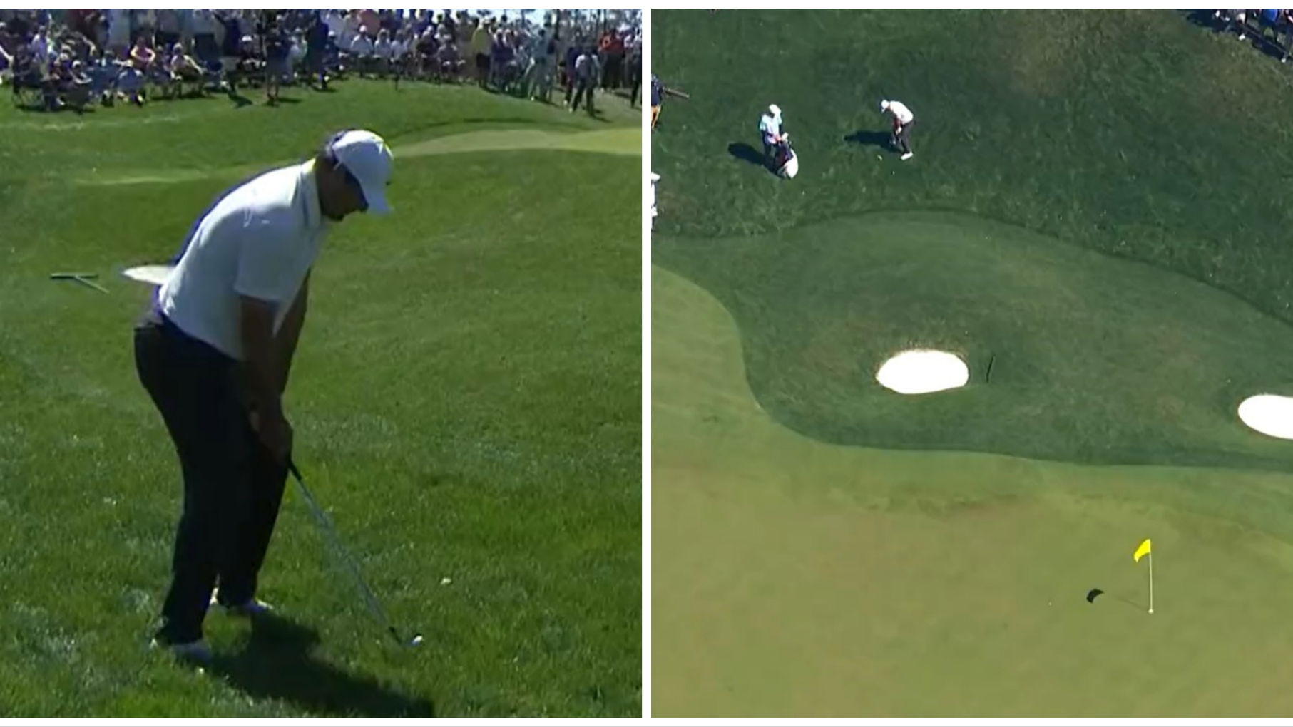 This aerial view shows just how INSANE Scottie Scheffler's eagle hole-out was